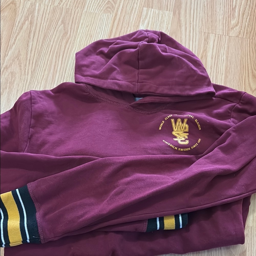 Wesc Burgundy Hoodie with Yellow Logo